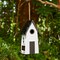 14.25"H Modern Functional and Decorative Solid Wood White Outdoor Garden Birdhouse